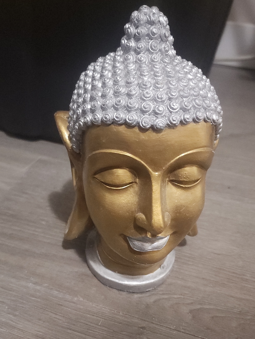 Gold and Silver Buddha Head Home Art Statue - Decorative Accent